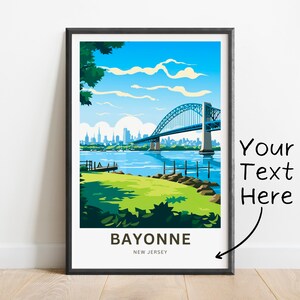 Personalized Bayonne Travel Print - Bayonne poster, New Jersey Wall Art, Framed present, New Jersey Present