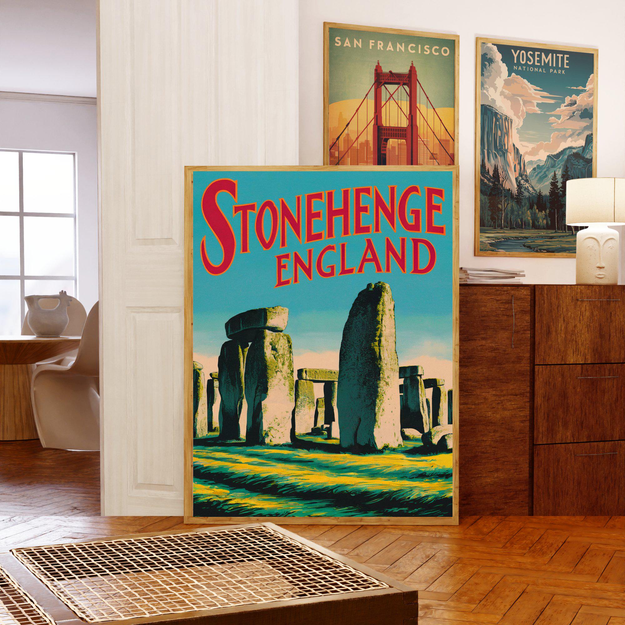 Stonehenge Vintage Travel Poster - Stonehenge Print, England Wall Art ...