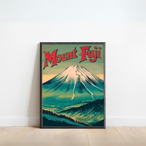 Mount Fuji Vintage Travel Poster - Mount Fuji print, Japan Wall Art, Framed present, Gift Japan Present