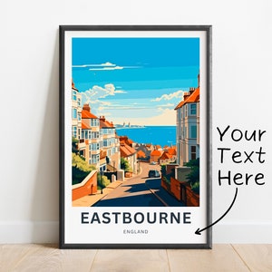 Personalized Eastbourne Travel Print - Eastbourne poster,  England Wall Art, Framed present, Gift  England Present