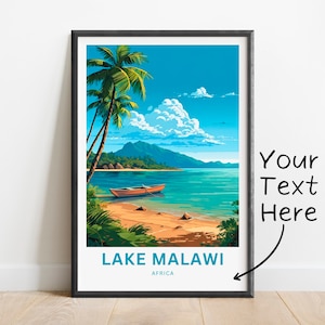 Malawi-See Reisedruck - Malawi-See Poster, Afrika Wandkunst, gerahmtes Geschenk, Geschenk Afrika Geschenk