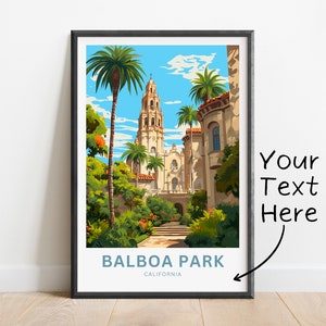 Personalized Balboa Park Travel Print - Balboa Park poster, California Wall Art, Framed present, Gift California Present