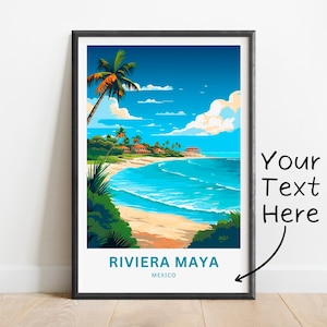 Personalized Riviera Maya Travel Print - Riviera Maya poster, Mexico Wall Art, Framed present, Gift Mexico Present