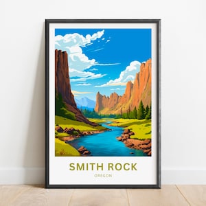 Smith Rock Travel Print - Smith Rock poster, Oregon Wall Art, Framed present, Gift Oregon Present