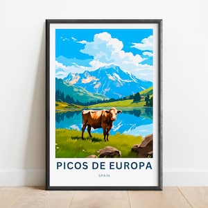 Impressão de viagem Picos de Europa - pôster Picos de Europa, arte de parede da Espanha, presente emoldurado, presente Espanha presente