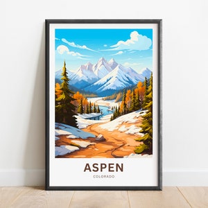 Aspen Travel Print - Aspen poster, Colorado Wall Art, Framed present, Gift Colorado United States Present