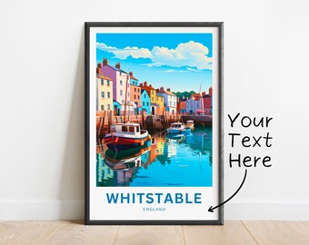 Personalized Whitstable Travel Print - Whitstable poster, England Wall Art, Framed present, Gift England Present