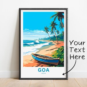Gepersonaliseerde Goa-reisafdruk - Goa-poster, India-muurkunst, ingelijst cadeau, cadeau India-cadeau