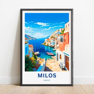 Milos Travel Print - Milos poster, Greek island Wall Art, Framed present, Gift Greece Present