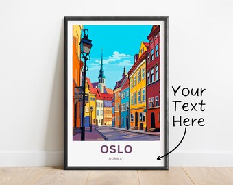 Stampa di viaggio personalizzata di Oslo - Poster di Oslo, arte da parete norvegese, regalo incorniciato, regalo Norvegia presente