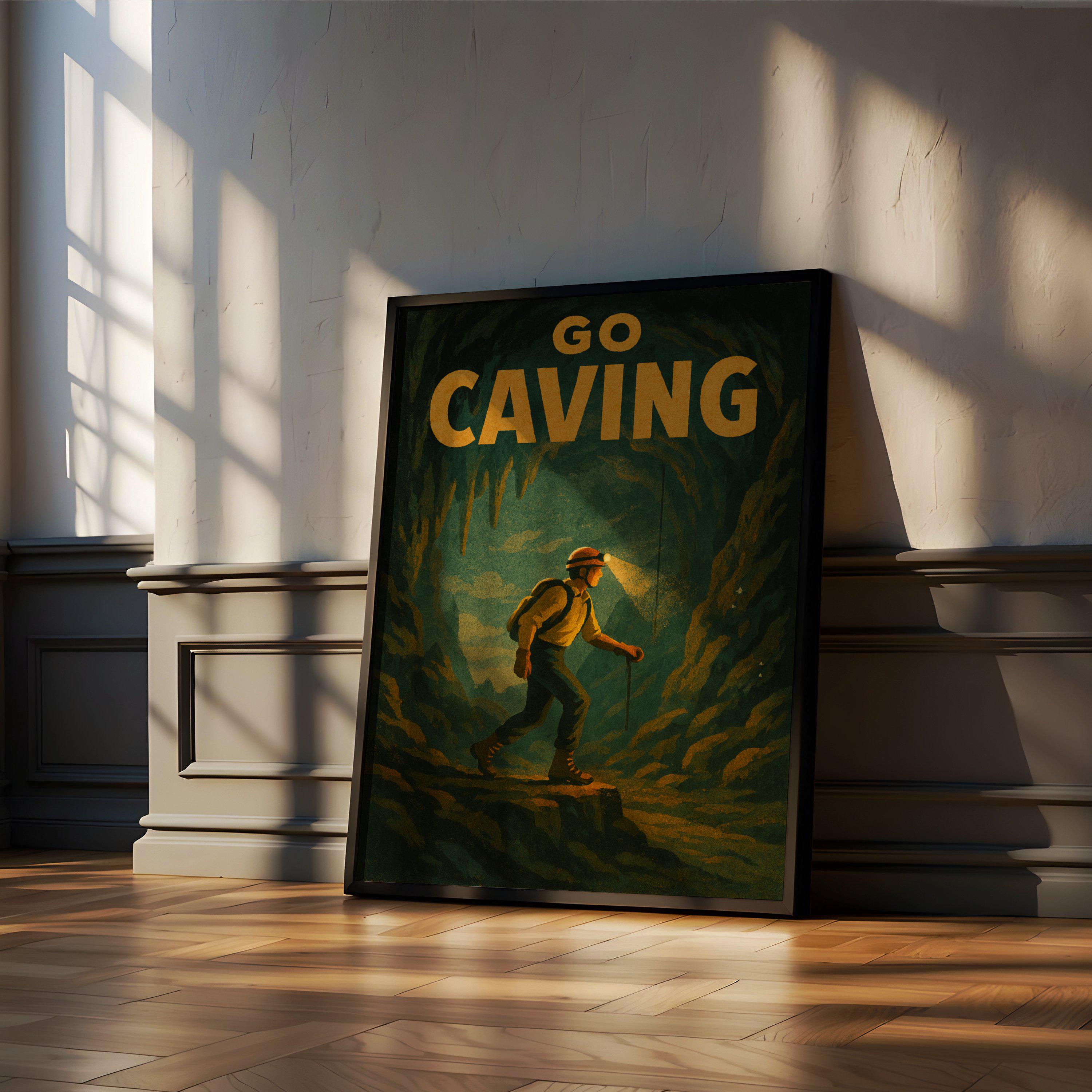 Caving Poster – Vintage Cave Exploration Wall Art for Adventurers and ...
