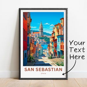Personalized San Sebastian Print - San Sebastian poster, Spain Wall Art, Framed present, Gift Spain Present