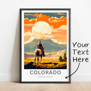 Personalized Colorado Travel Print - Colorado Cowboy  poster, United States Wall Art, Framed present, Gift United States Present