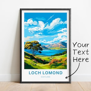 Personalized Loch Lomond Travel Print - Loch Lomond poster, Scotland Wall Art, Framed present, Gift Scotland Present