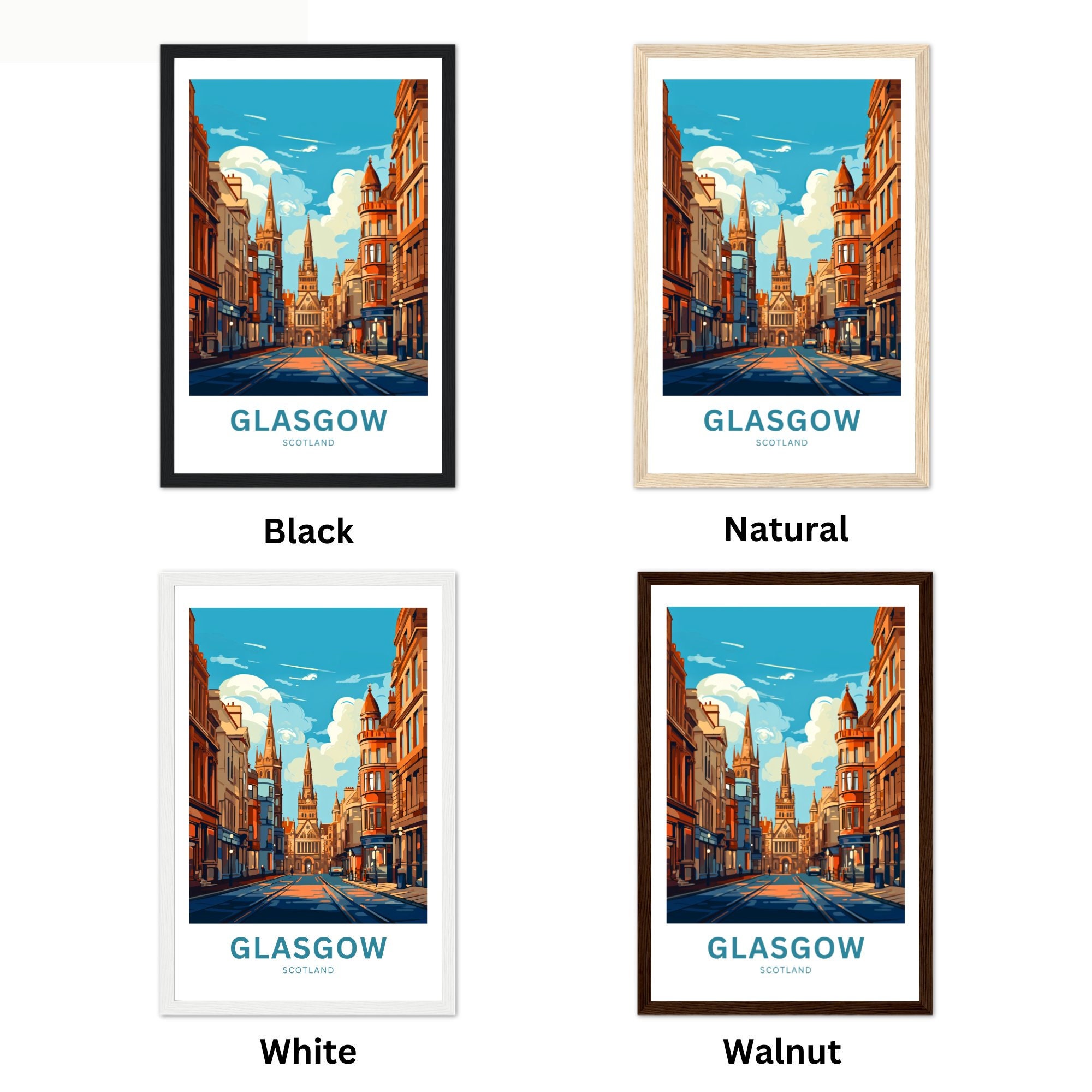 Poster Su Tela Glasgow Skyline – Viaggio Vintage Per Arredamento Moderno