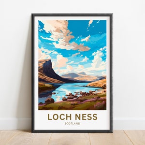 Loch Ness Travel Print - Loch Ness poster, Scotland Wall Art, Framed present, Gift Scotland Present