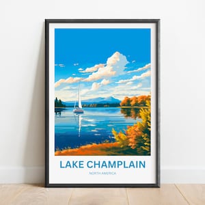 Lake Champlain Travel Print - Lake Champlain poster, North America Wall Art, Framed present, Gift United States Present