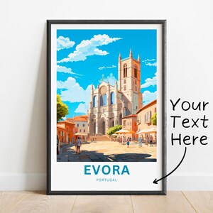 Personalized Evora Travel Print - Évora poster, Portugal Wall Art, Framed present, Gift Portugal Present