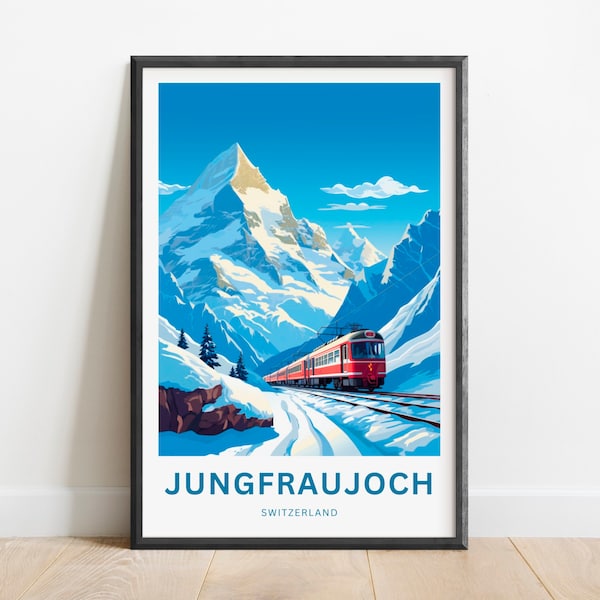 Jungfraujoch Travel Print - Jungfraujoch poster, Zwitserland Wall Art, ingelijst cadeau, cadeau Zwitserland aanwezig