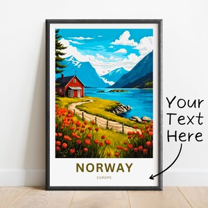 Personalized Norway Travel Print - Norway poster, Europe Wall Art, Framed present, Gift Europe Present