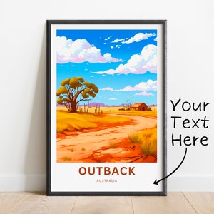 Personalized Outback Travel Print - Outback Travel poster, Australia Wall Art, Wall Decor,  Framed, Gift Australia Present, Custom Text