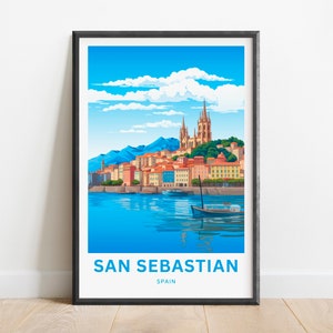 San Sebastian Print - San Sebastian poster, Spain Wall Art, Framed present, Gift Spain Present
