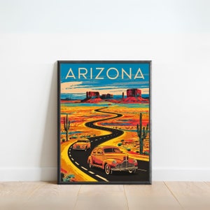 Arizona Vintage Reise Poster - Arizona Druck, USA Wand Kunst, gerahmt, Geschenk Grand Canyon Geschenk