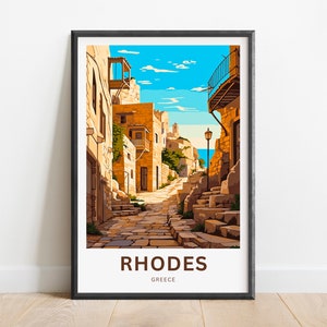 Rhodes Travel Print - Rhodes poster, Greece Wall Art, Framed present, Gift Greece Present