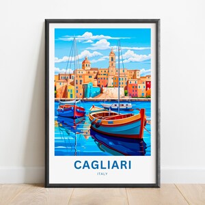 Cagliari Travel Print - Cagliari poster, Italy Wall Art, Framed present, Gift Italy Present