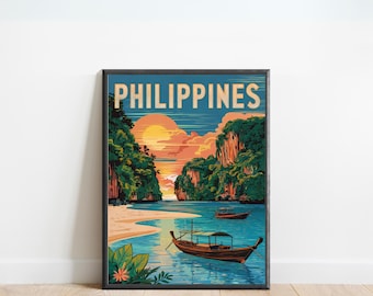 Philippines Vintage Travel Poster - Philippines Print, Southeast Asia Wall Art, Framed, Gift Asia Present