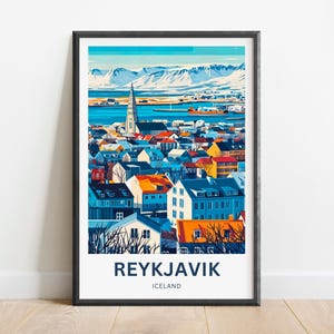 Reykjavik Travel Print - Reykjavik poster, Iceland Wall Art, Framed present, Gift Iceland Present