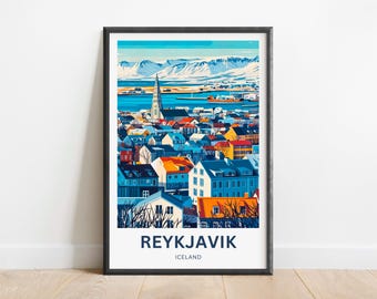 Reykjavik Island Kunstdruck – Modernes minimalistisches Reiseposter