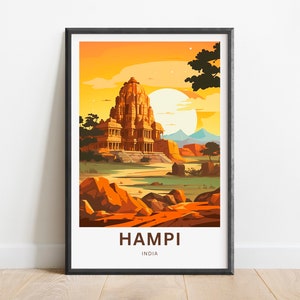 Hampi Travel Print - Hampi poster, India Wall Art, Framed present, Gift India Present