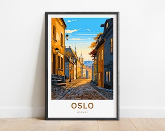Stampa di viaggio di Oslo - poster di Oslo, arte da parete norvegese, regalo incorniciato, regalo Norvegia presente