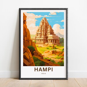 Hampi Travel Print - Hampi poster, India Wall Art, Framed present, Gift India Present