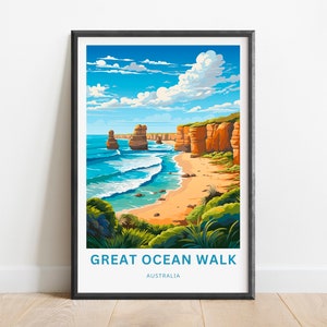 Great Ocean Walk Reise Druck - Great Ocean Walk Poster, Australien Wandkunst, gerahmtes Geschenk, Geschenk Australien vorhanden