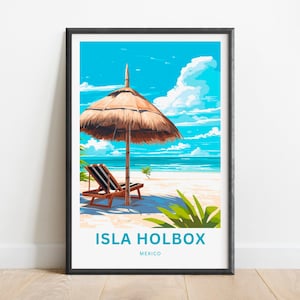 Isla Holbox Travel Print - Isla Holbox poster, Mexico Wall Art, Framed present, Gift Mexico Present