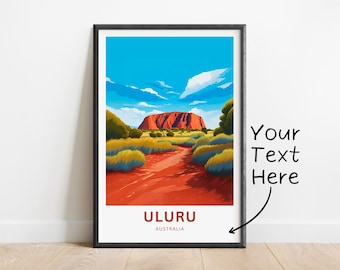 Personalized Uluru Travel Print - Uluru Ayers Rock poster, Australia Wall Art, Framed present, Gift Australia Present