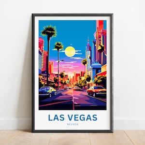 Las Vegas Travel Print - Las Vegas poster, Nevada Wall Art, Framed present, Gift Nevada Present