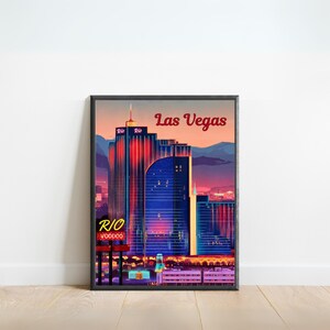 Rio Las Vegas Vintage Travel Poster - Las Vegas Print, US Wall Art, Framed, Gift Nevada Present