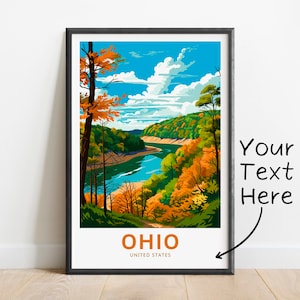Personalized Ohio Travel Print - Ohio poster, United States Wall Art, Framed present, Gift United States Present