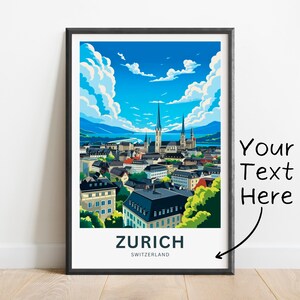 Personalized Zurich Travel Print - Zurich poster, Switzerland Wall Art, Framed present, Gift Switzerland Present