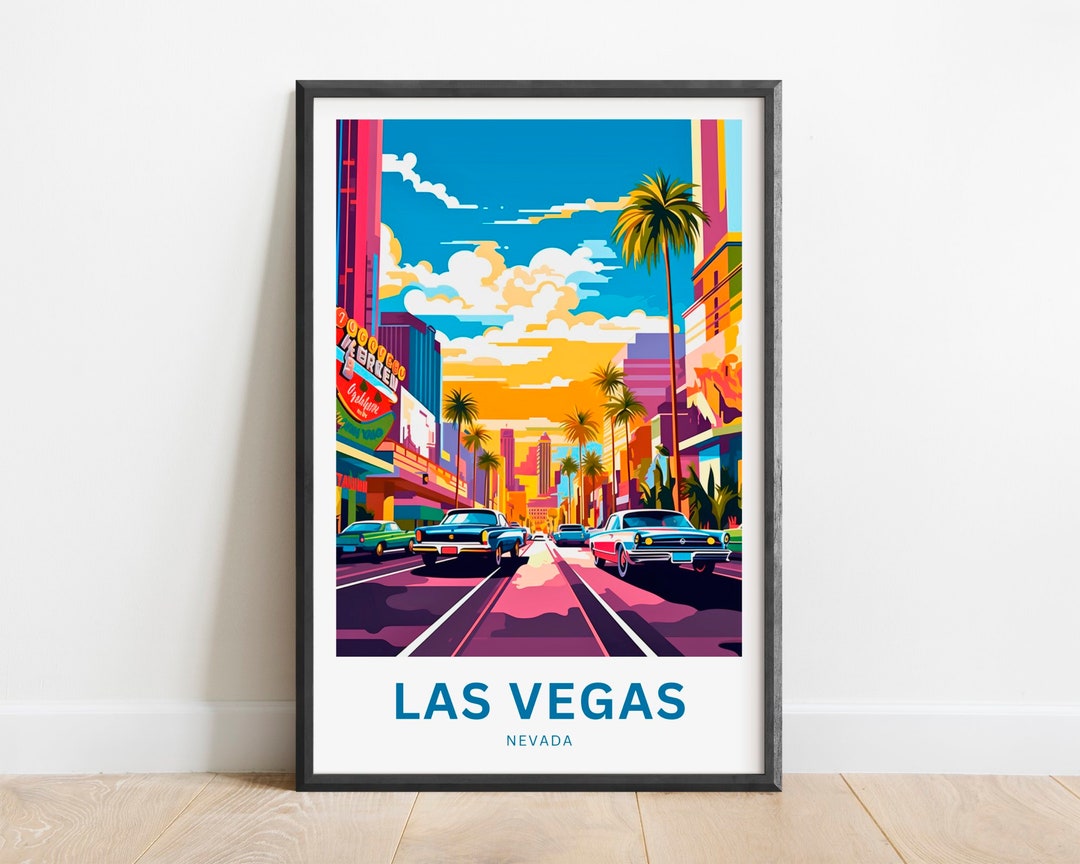 Las Vegas Travel Print Las Vegas Poster, Nevada Wall Art, Framed Present, Gift Nevada Present Etsy