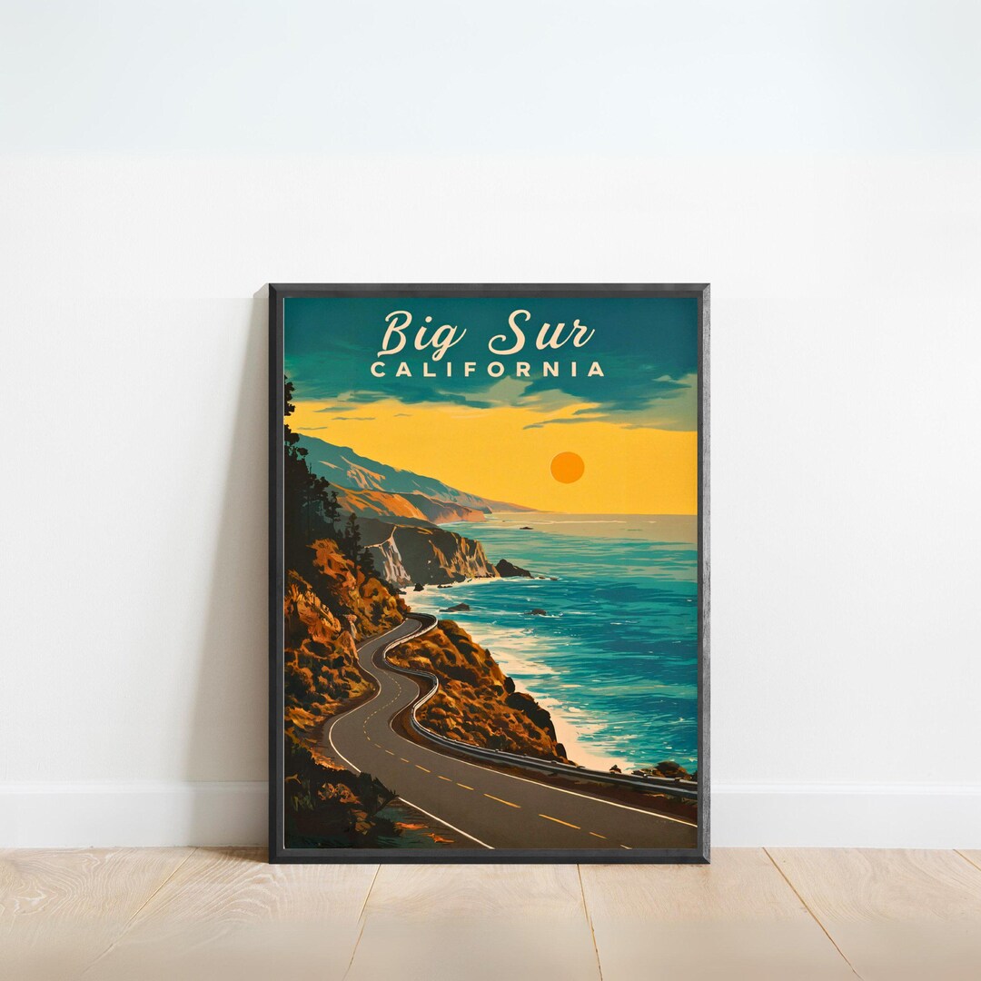 Big Sur Vintage Travel Poster - Big Sur Print, California Wall Art