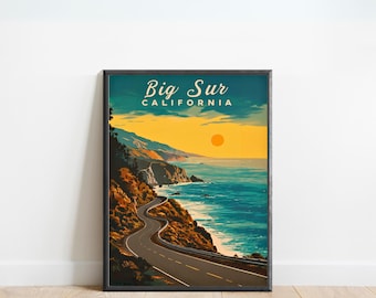 Big Sur Vintage Travel Poster - Big Sur Print, California Wall Art