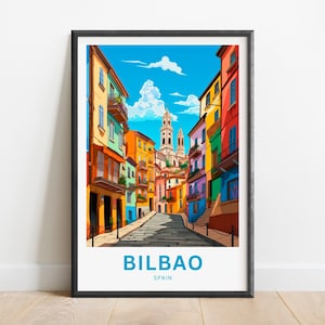 Bilbao Travel Print - Bilbao poster, Spain Wall Art, Framed present, Gift Spain Present