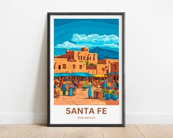 Santa Fe  Travel Print - Santa Fe  poster, New Mexico Wall Art, Framed present, Gift New Mexico Present