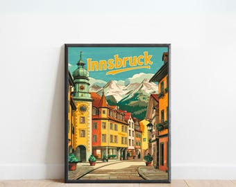 Innsbruck Vintage Travel Poster - Innsbruck print, Austria Wall Art, Framed present, Gift Austria Present