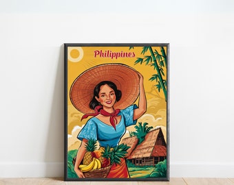 Philippines Vintage Travel Poster - Philippines Print, Southeast Asia Wall Art, Framed, Gift Asia Present