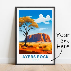 Personalized Ayers Rock Travel Print - Ayers Rock poster, Australia Wall Art, Framed present, Gift Australia Present